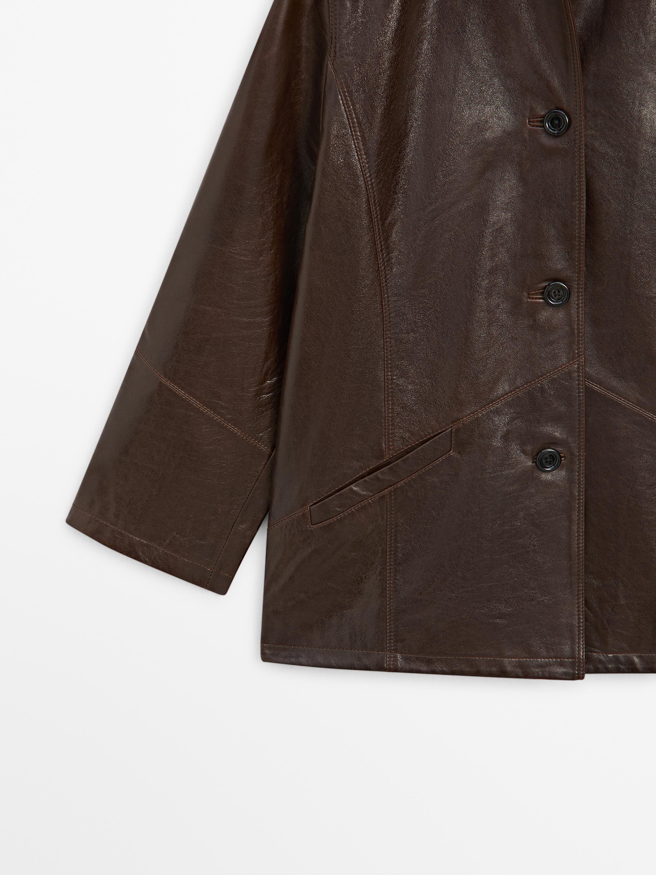 Blouson avec poches en cuir nappa